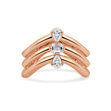 14K Gold 3 Stone Fancy Shape Diamond Ring - 0.34 CT