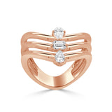 14K Gold 3 Stone Fancy Shape Diamond Ring - 0.34 CT