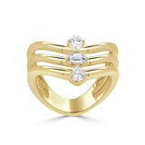 14K Gold 3 Stone Fancy Shape Diamond Ring - 0.34 CT
