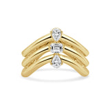 14K Gold 3 Stone Fancy Shape Diamond Ring - 0.34 CT