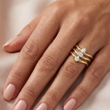 14K Gold 3 Stone Fancy Shape Diamond Ring - 0.34 CT