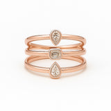 14K Gold & Diamond 3-Row Ring - 0.48ct