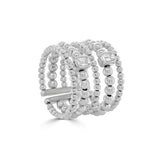 14K Gold Diamond Emerald Cut 5 Row Bead Ring - 0.29 CT