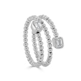 14K Gold Diamond Emerald Cut Bead Bypass Ring - 0.28 CT