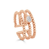 14K Gold Diamond Oval Bead Ring - 0.23 CT