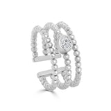 14K Gold Diamond Oval Bead Ring - 0.23 CT