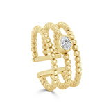 14K Gold Diamond Oval Bead Ring - 0.23 CT