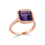 14K Gold Amethyst & Diamond Ring - 4.70 CT