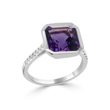 14K Gold Amethyst & Diamond Ring - 4.70 CT