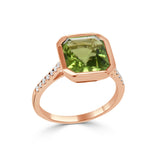 14K Gold Peridot & Diamond Ring - 5.74 CT