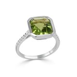 14K Gold Peridot & Diamond Ring - 5.74 CT