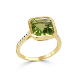 14K Gold Peridot & Diamond Ring - 5.74 CT