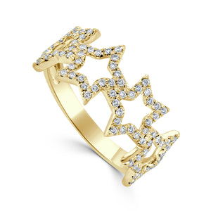 14K Gold & Diamond Star Ring