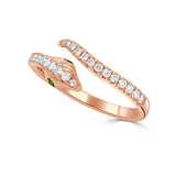 14K Gold Tsavorite & Diamond Snake Ring