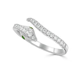 14K Gold Tsavorite & Diamond Snake Ring