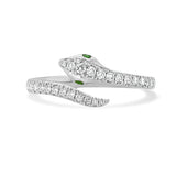 14K Gold Tsavorite & Diamond Snake Ring