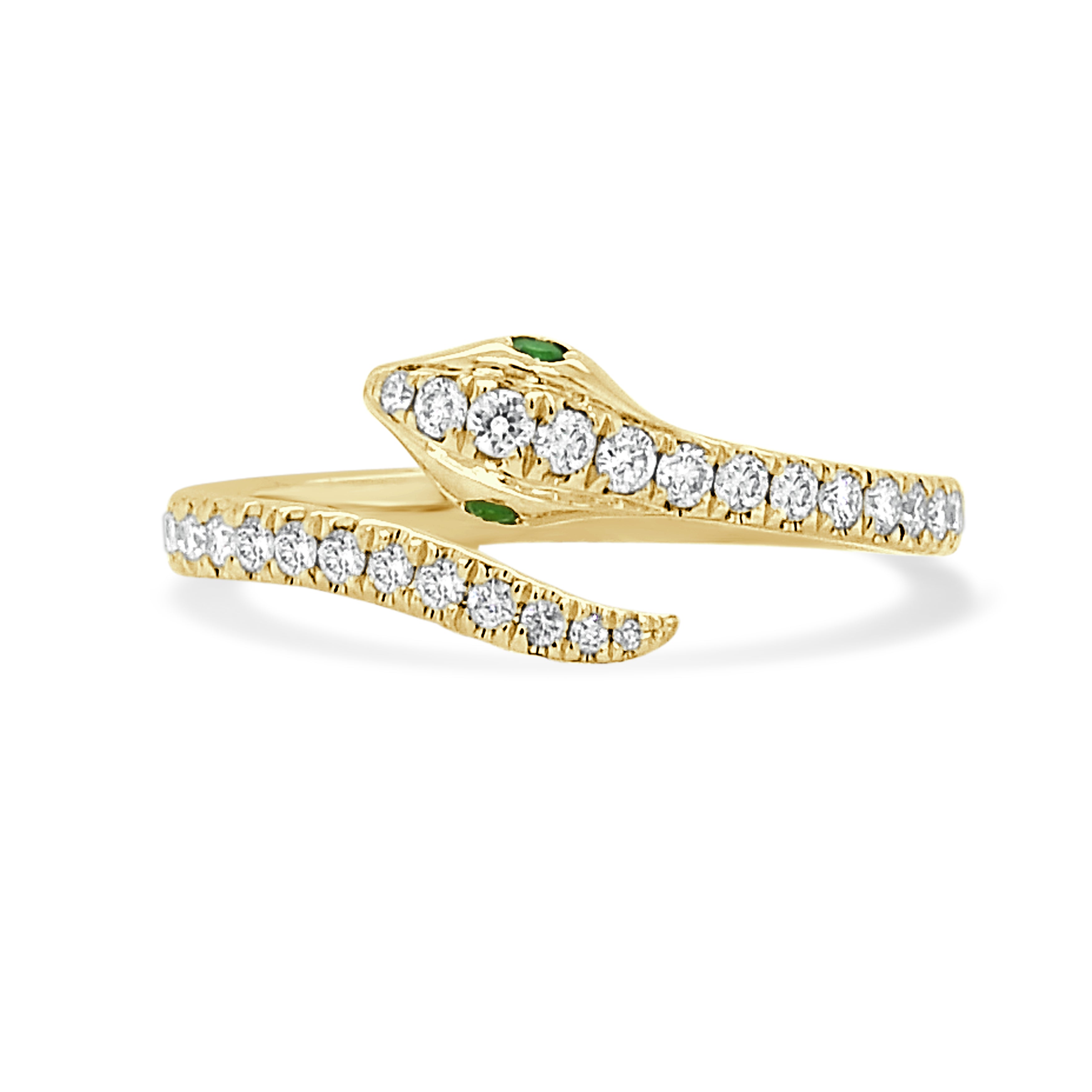 14K Gold Tsavorite & Diamond Snake Ring