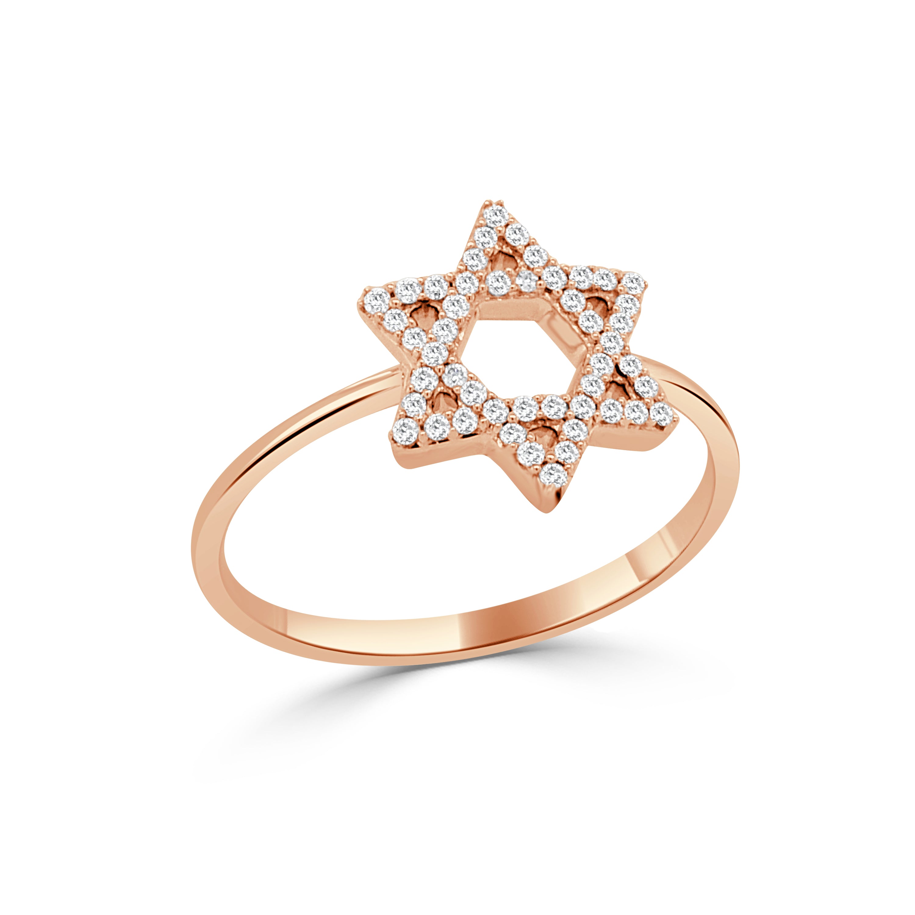 14K Gold Diamond Star Of David Ring - 0.07 CT