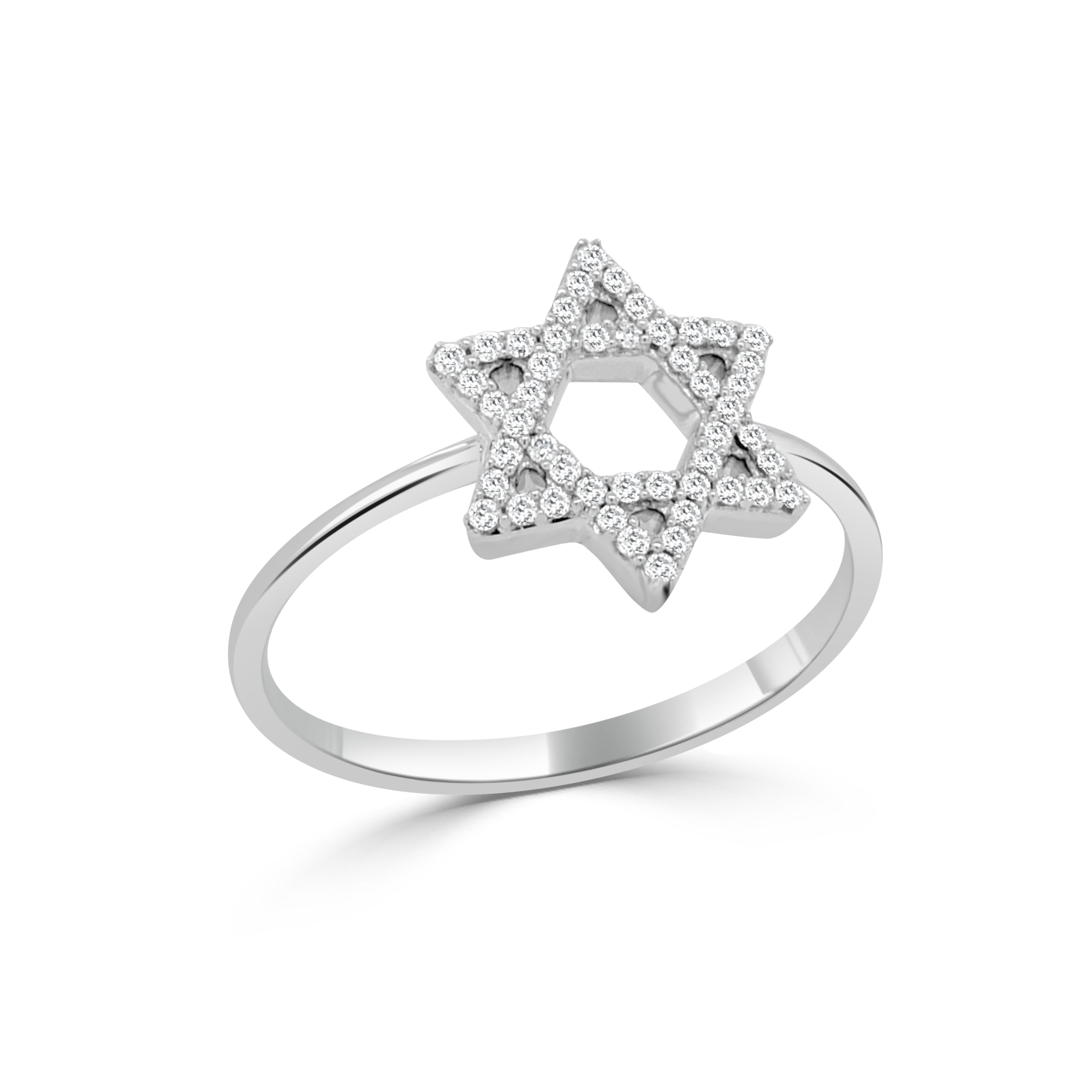 14K Gold Diamond Star Of David Ring - 0.07 CT