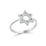 14K Gold Diamond Star Of David Ring - 0.07 CT