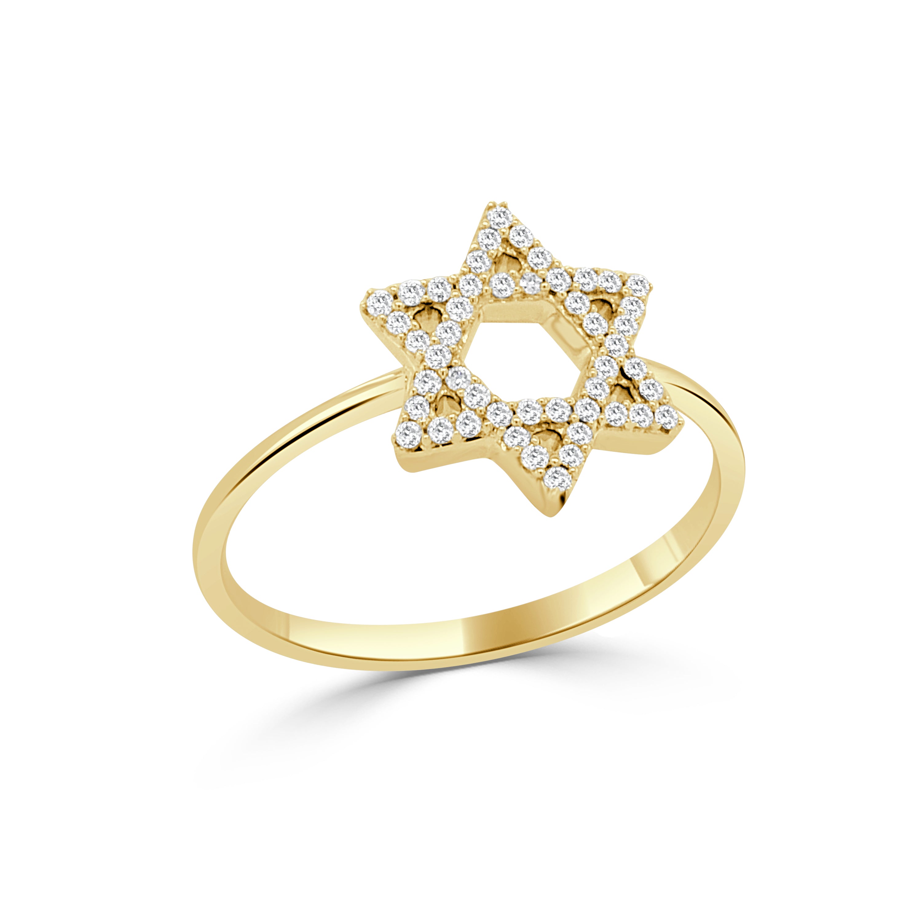14K Gold Diamond Star Of David Ring - 0.07 CT