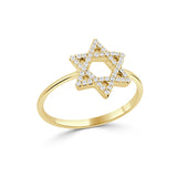 14K Gold Diamond Star Of David Ring - 0.07 CT