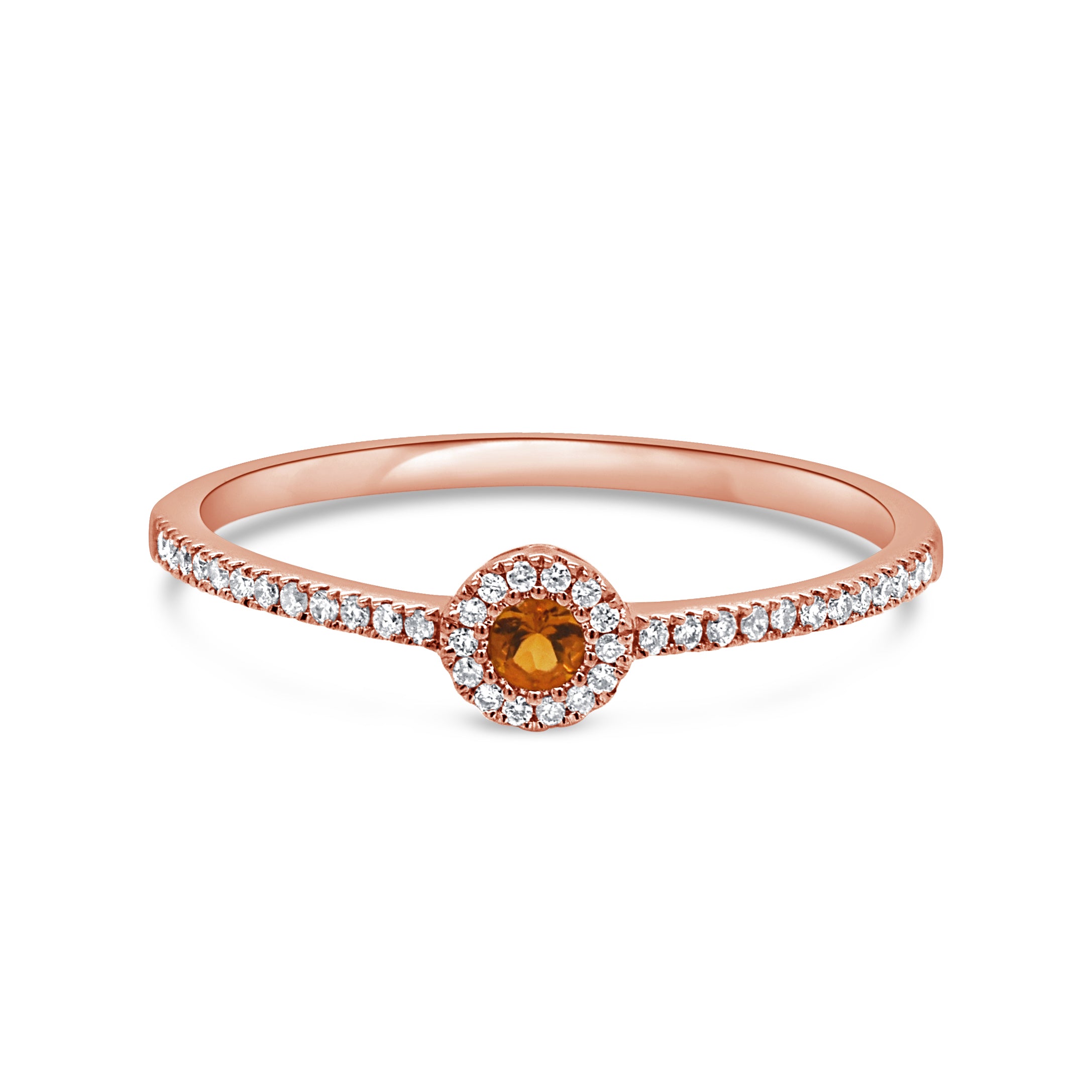 14K Gold & Diamond Citrine Ring - 0.08ct