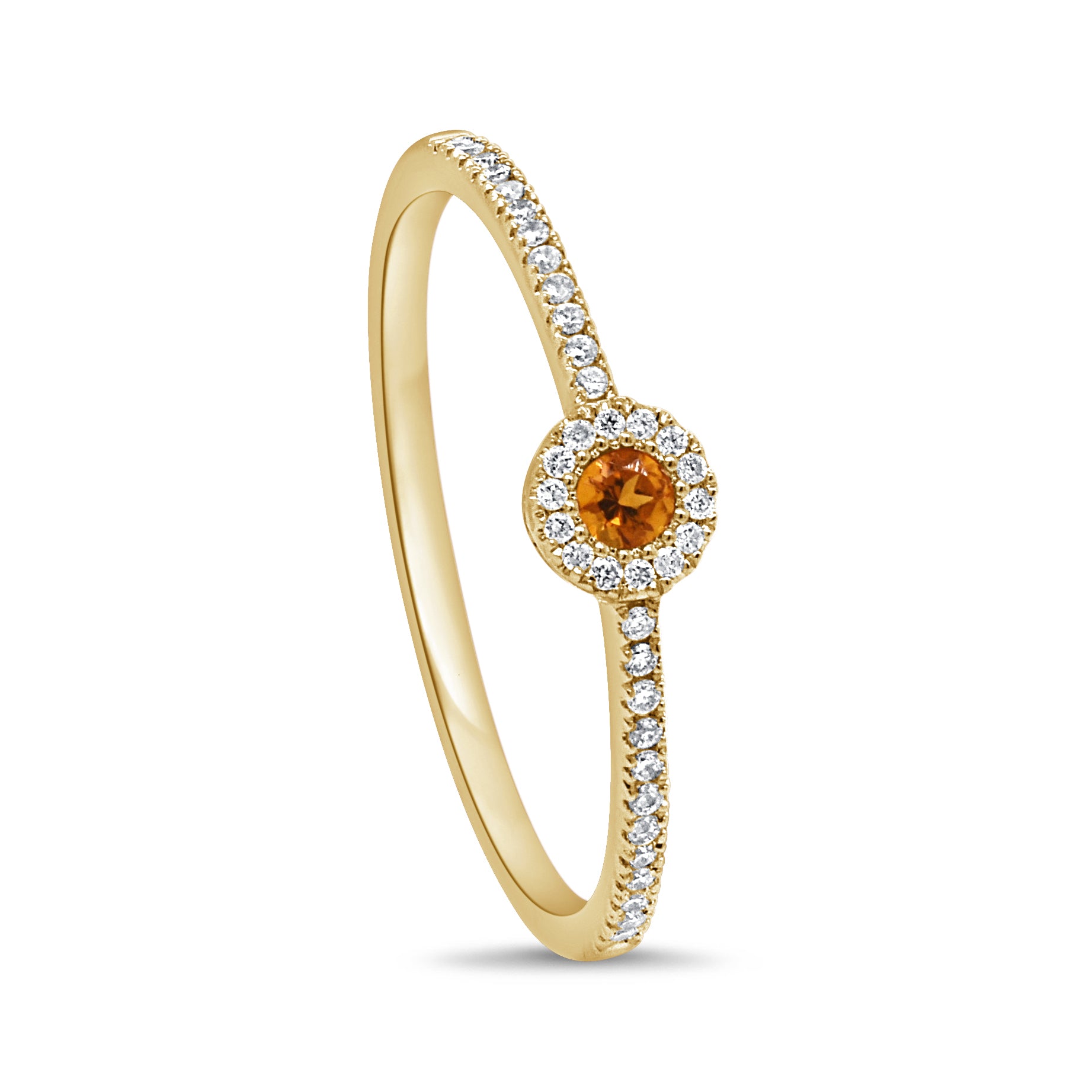 14K Gold & Diamond Citrine Ring - 0.08ct