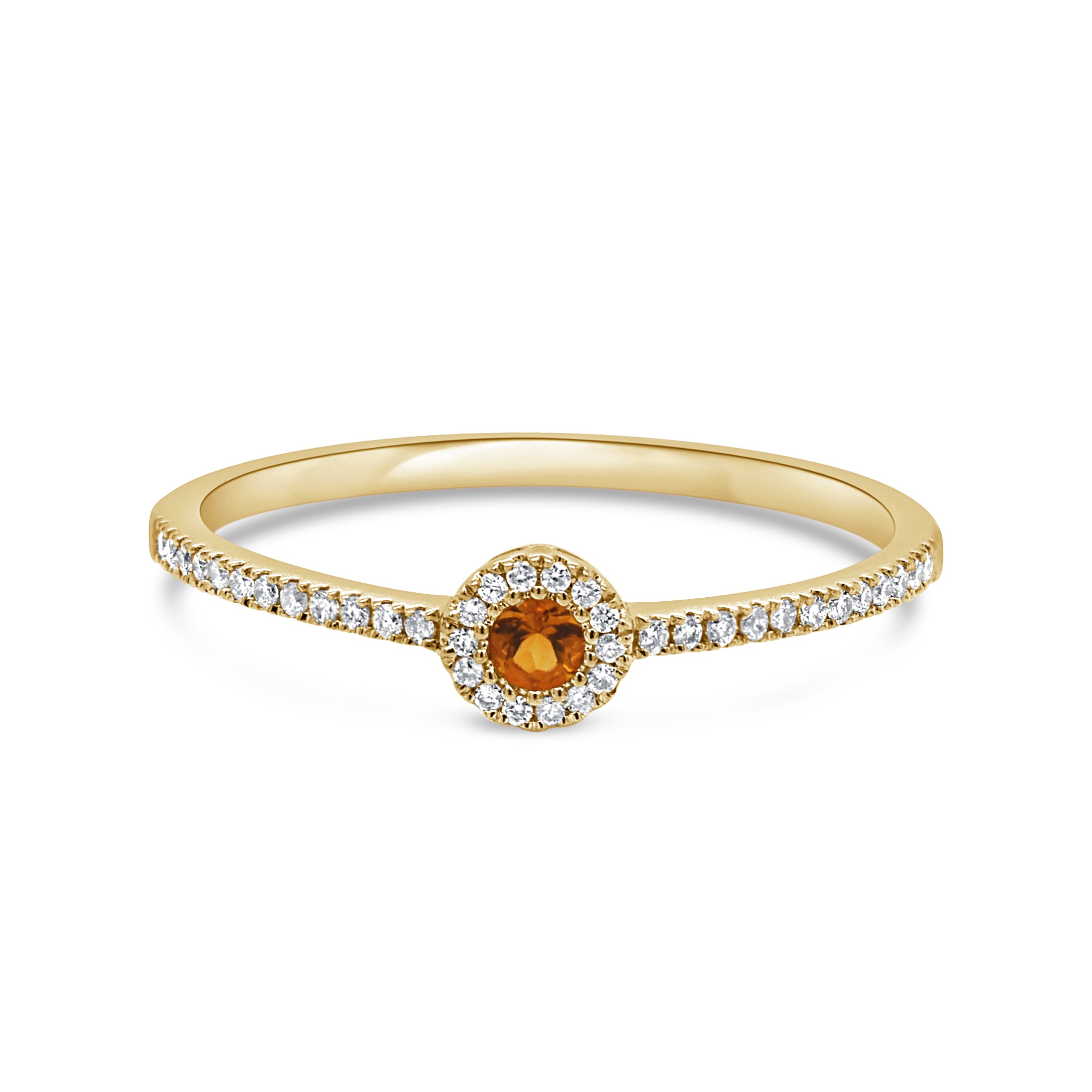 14K Gold & Diamond Citrine Ring - 0.08ct