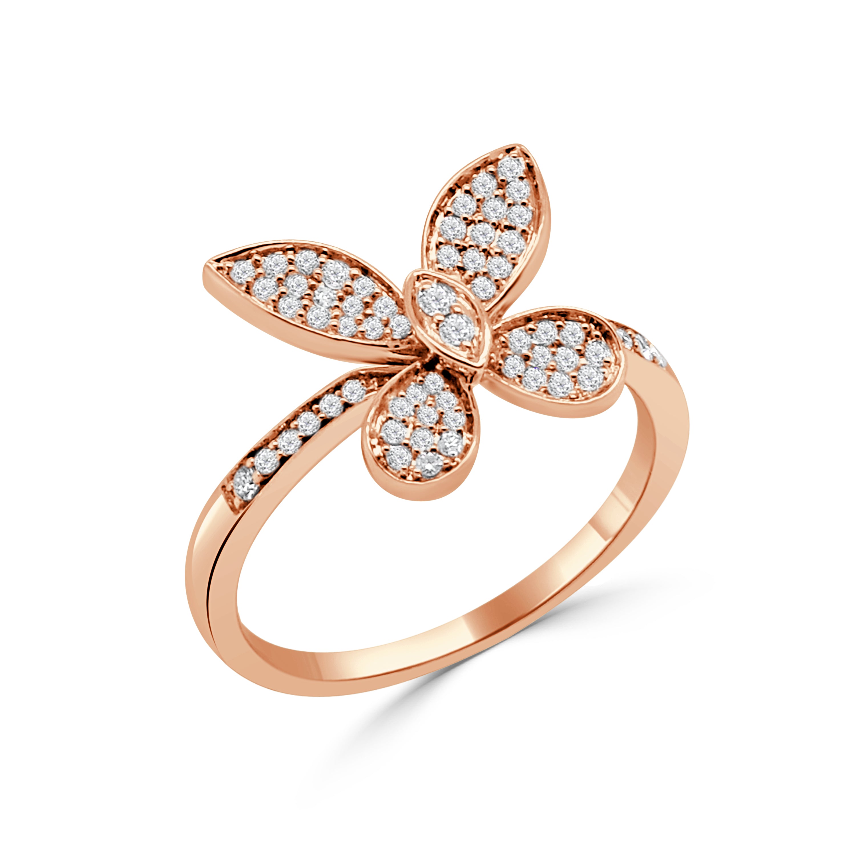 14K Gold Diamond Butterfly Ring