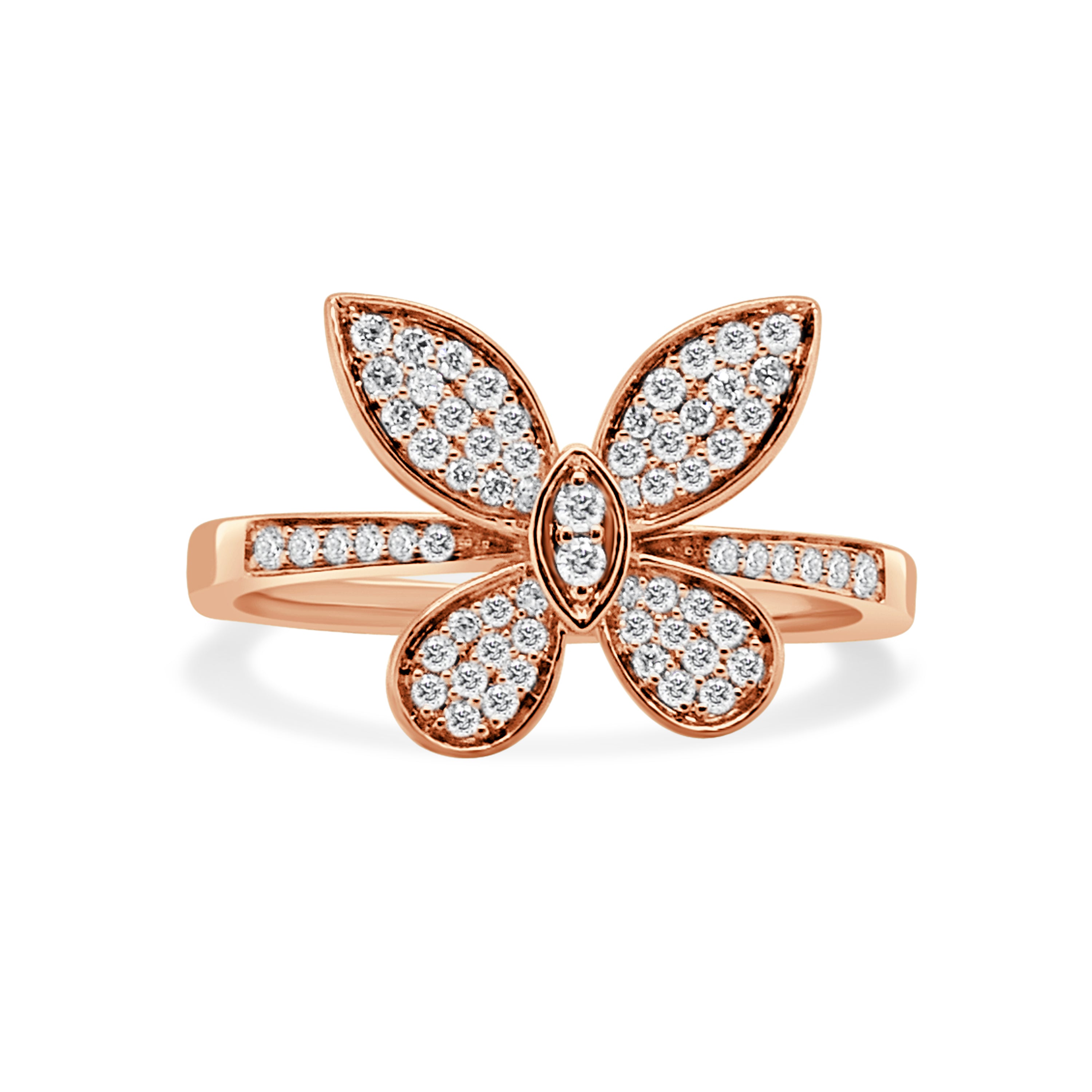 14K Gold Diamond Butterfly Ring
