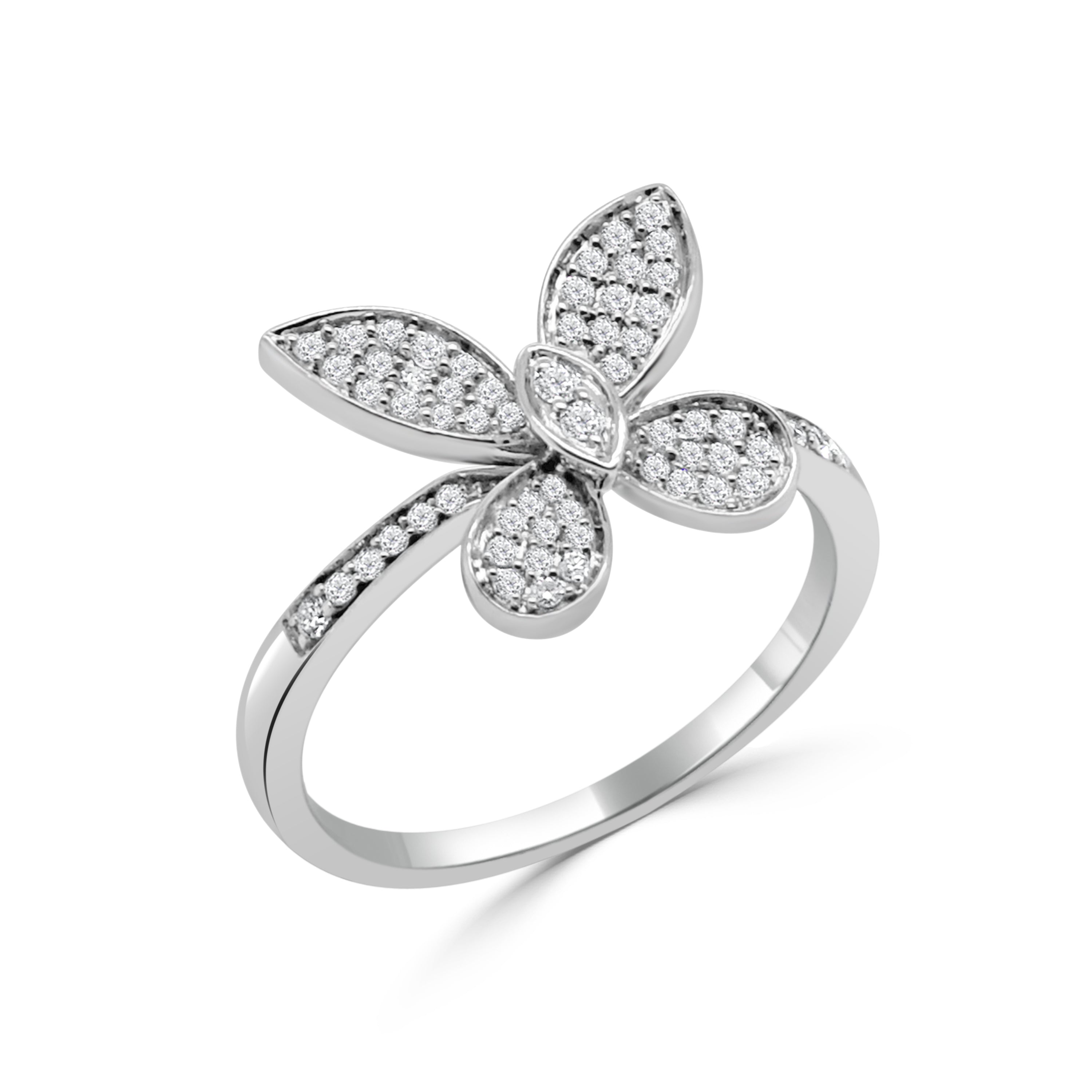14K Gold Diamond Butterfly Ring