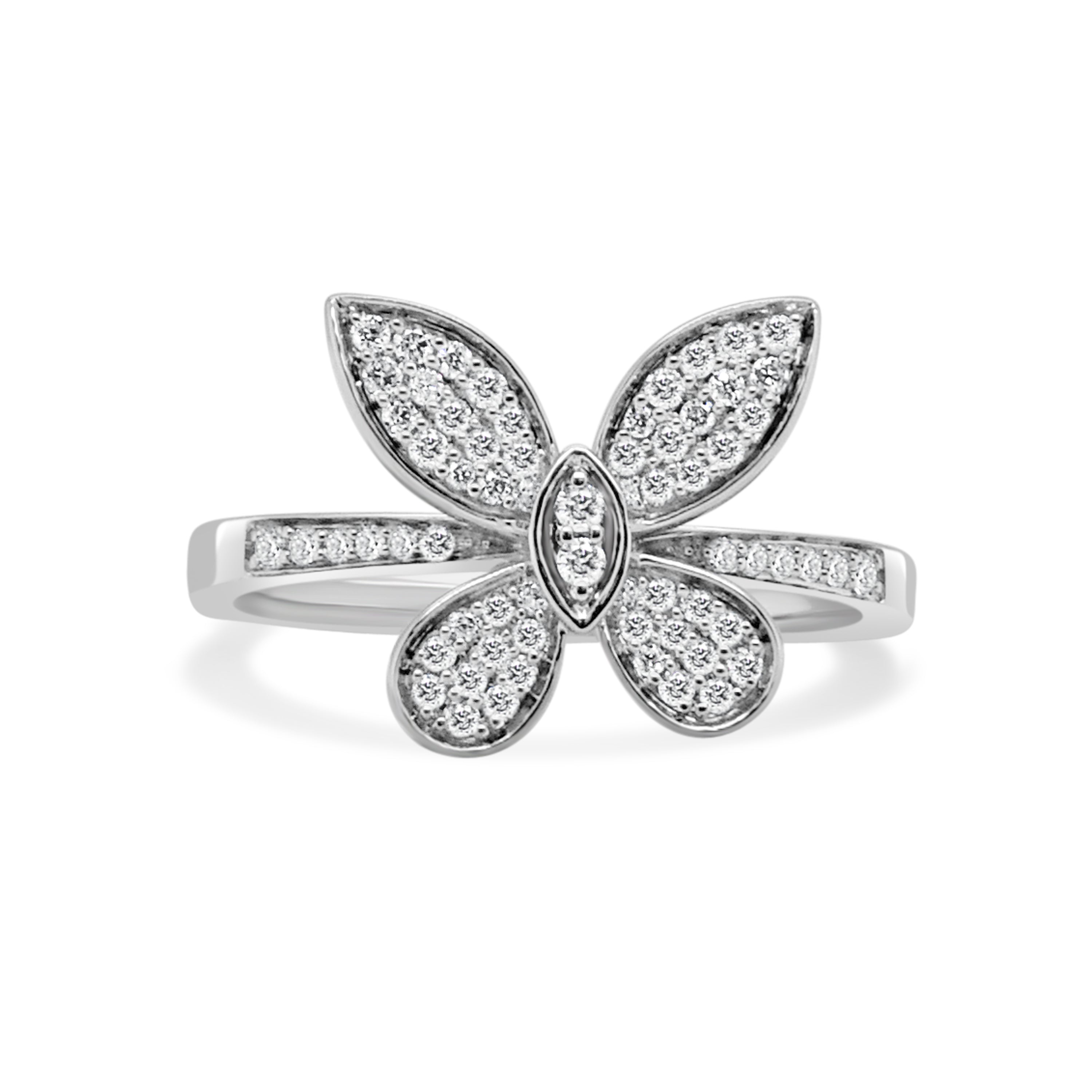 14K Gold Diamond Butterfly Ring