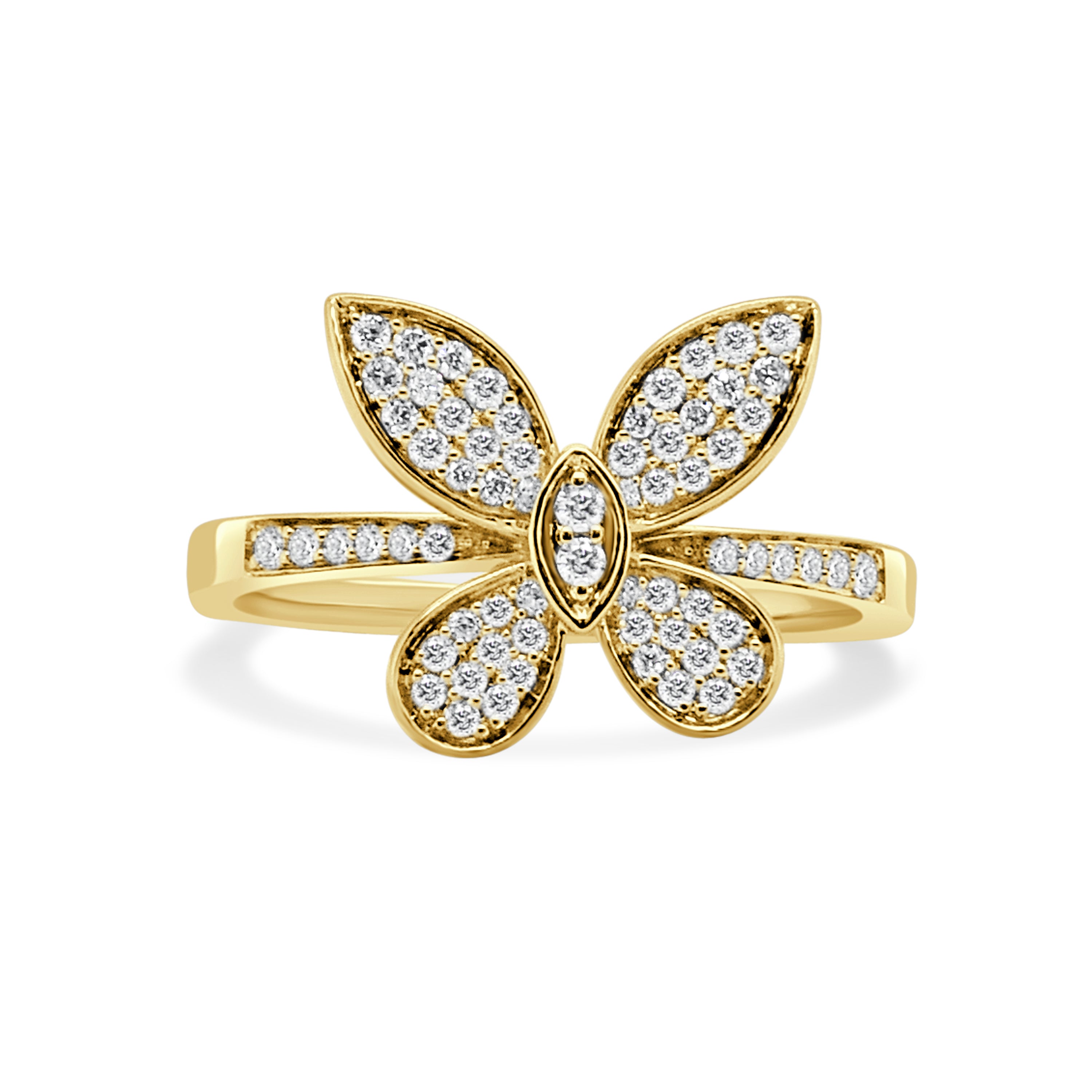 14K Gold Diamond Butterfly Ring