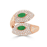 14K Gold Emerald & Diamond Bypass Ring - 1.08 CT