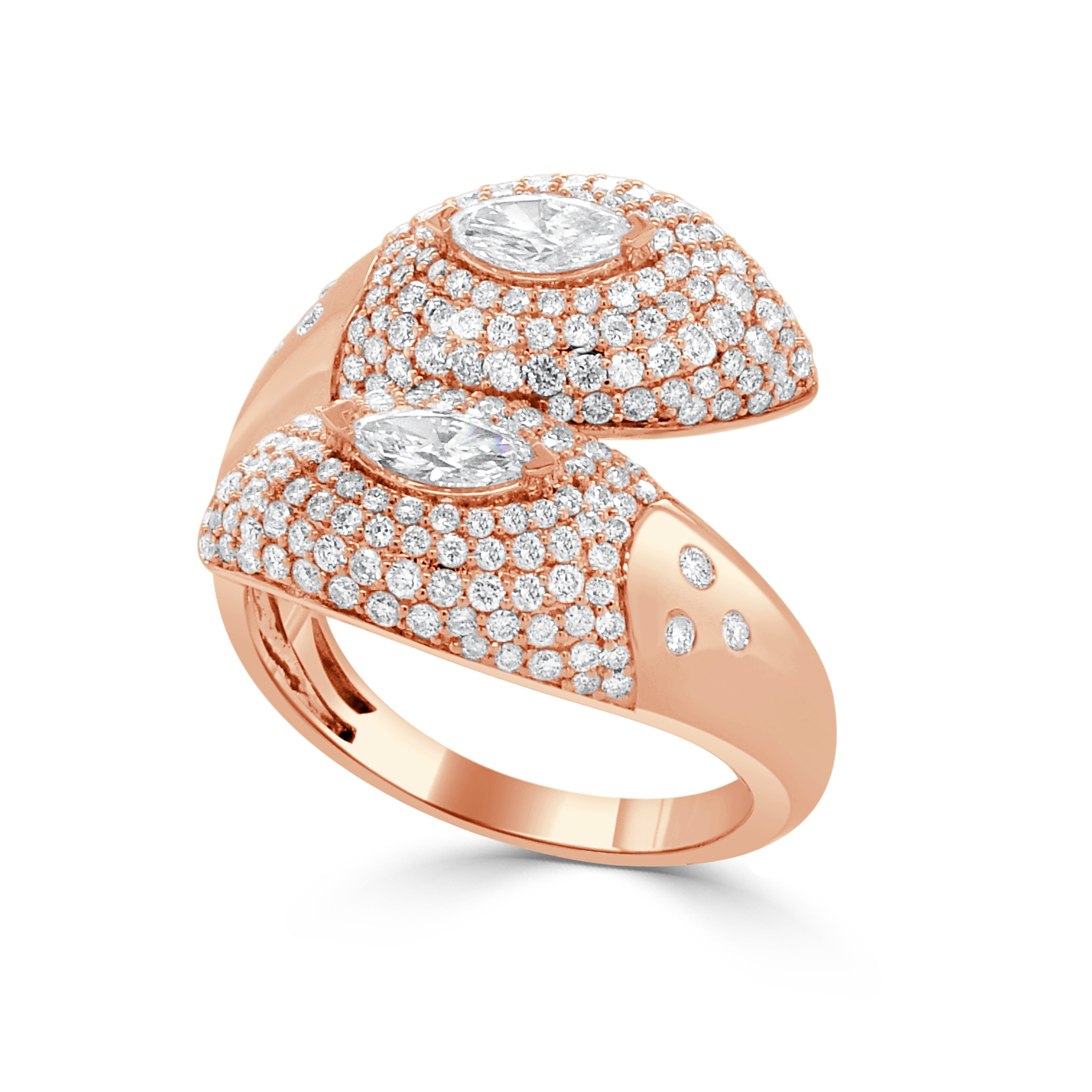 14K Gold Diamond Bypass Ring - 1.06 CT