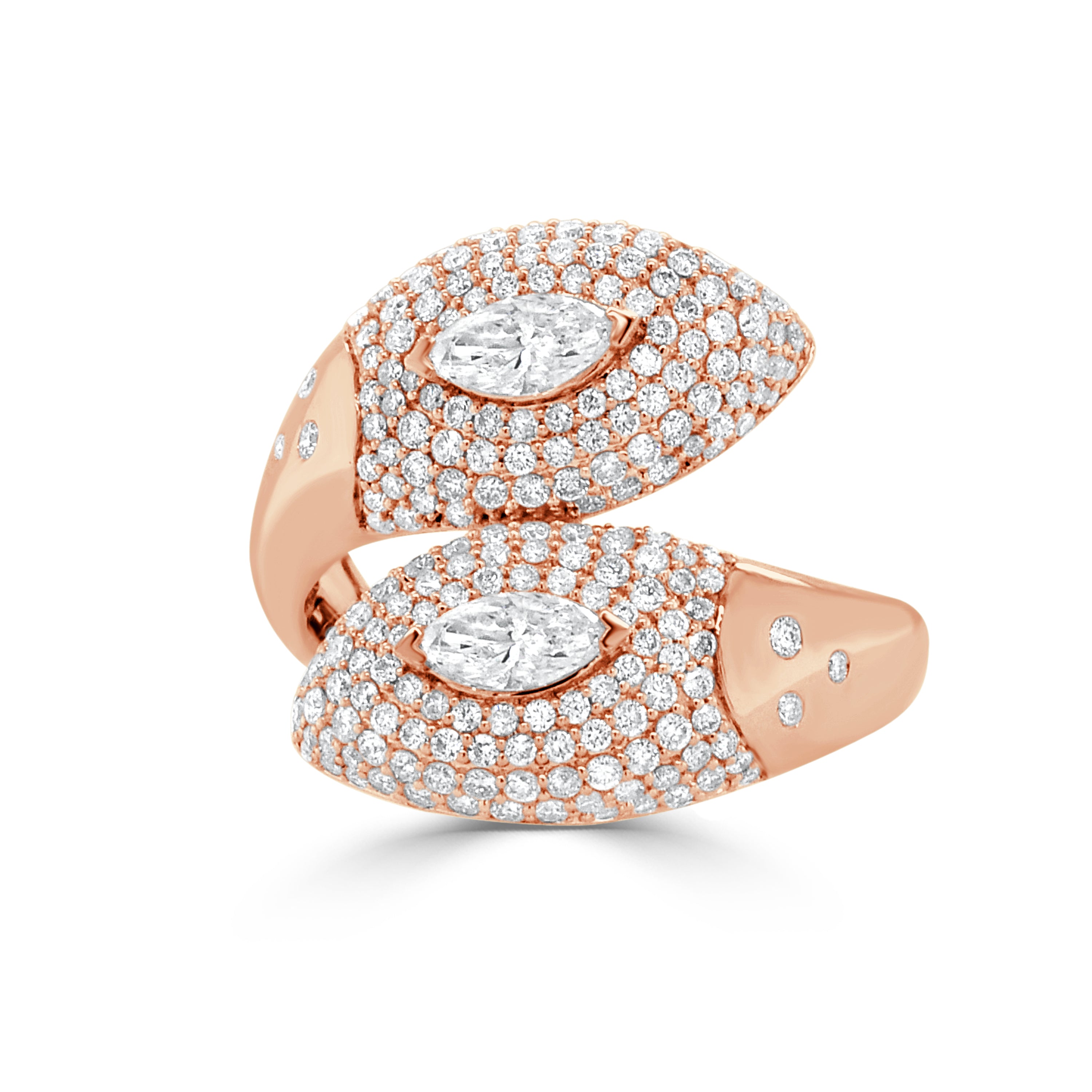 14K Gold Diamond Bypass Ring - 1.06 CT