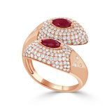 14K Gold Ruby & Diamond Bypass Ring - 1.08 CT