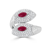 14K Gold Ruby & Diamond Bypass Ring - 1.08 CT
