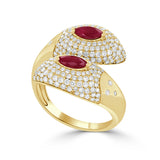 14K Gold Ruby & Diamond Bypass Ring - 1.08 CT