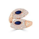 14K GOLD SAPPHIRE & DIAMOND BYPASS RING - 1.06 CT
