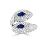 14K GOLD SAPPHIRE & DIAMOND BYPASS RING - 1.06 CT