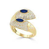 14K GOLD SAPPHIRE & DIAMOND BYPASS RING - 1.06 CT