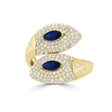 14K GOLD SAPPHIRE & DIAMOND BYPASS RING - 1.06 CT