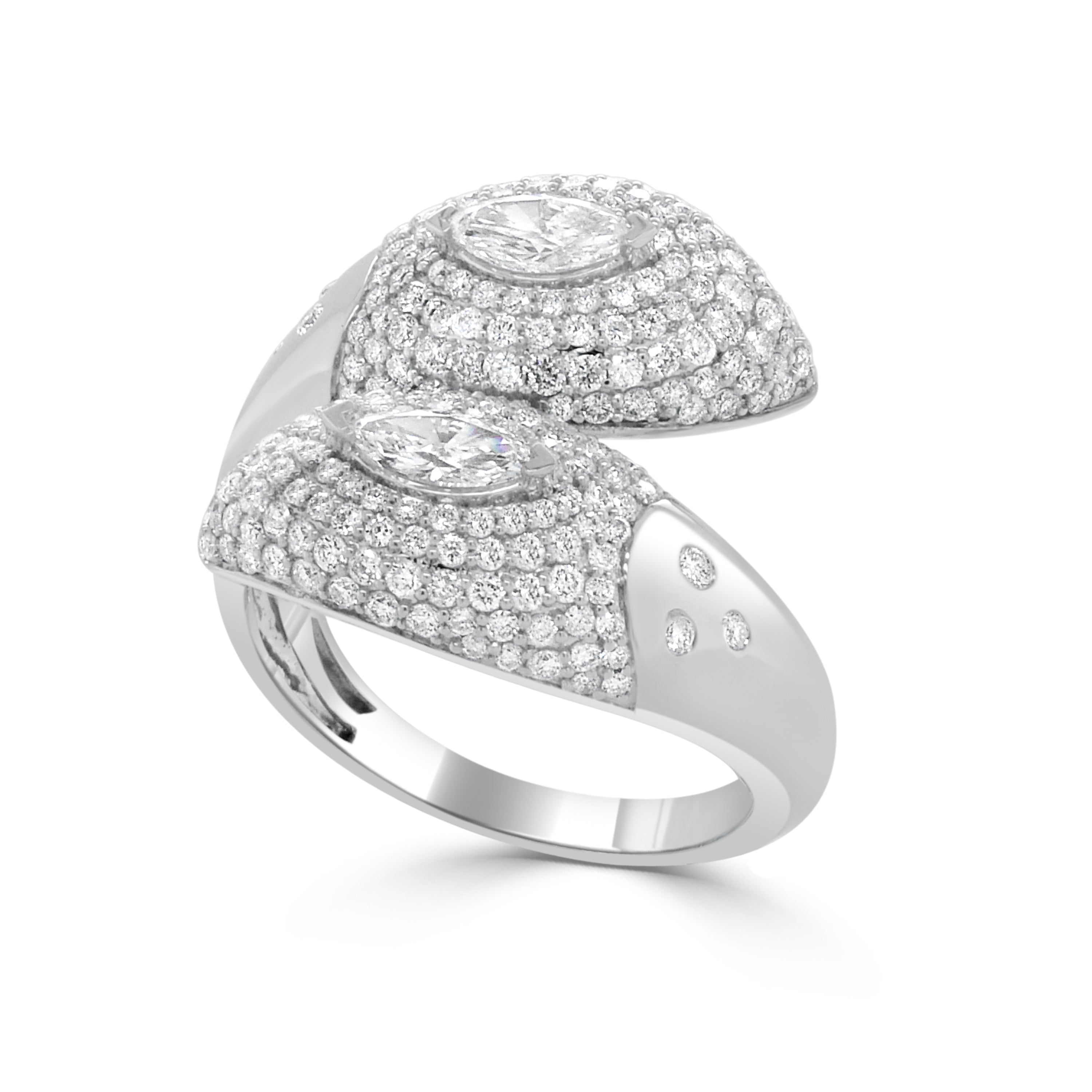 14K Gold Diamond Bypass Ring - 1.06 CT