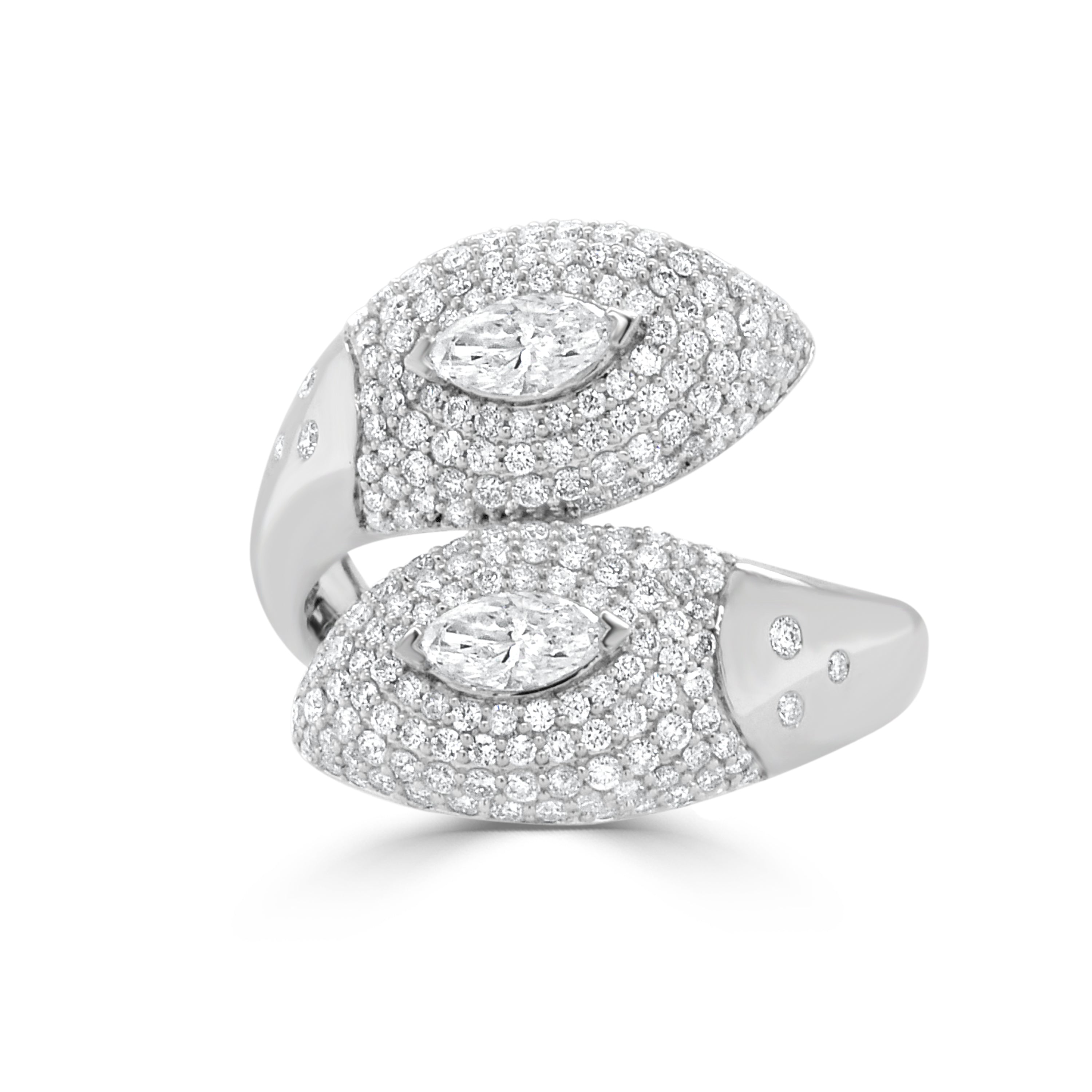 14K Gold Diamond Bypass Ring - 1.06 CT
