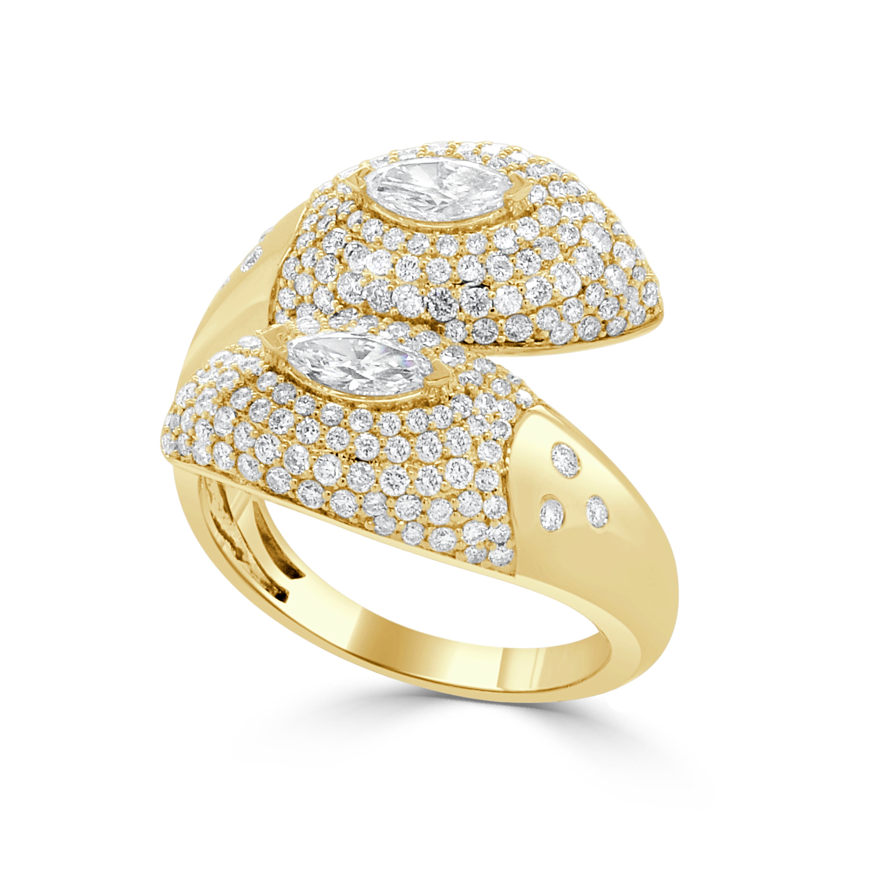 14K Gold Diamond Bypass Ring - 1.06 CT