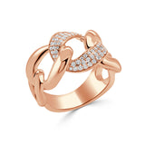 14K Gold Diamond Cuban Link Ring - 0.31 CT