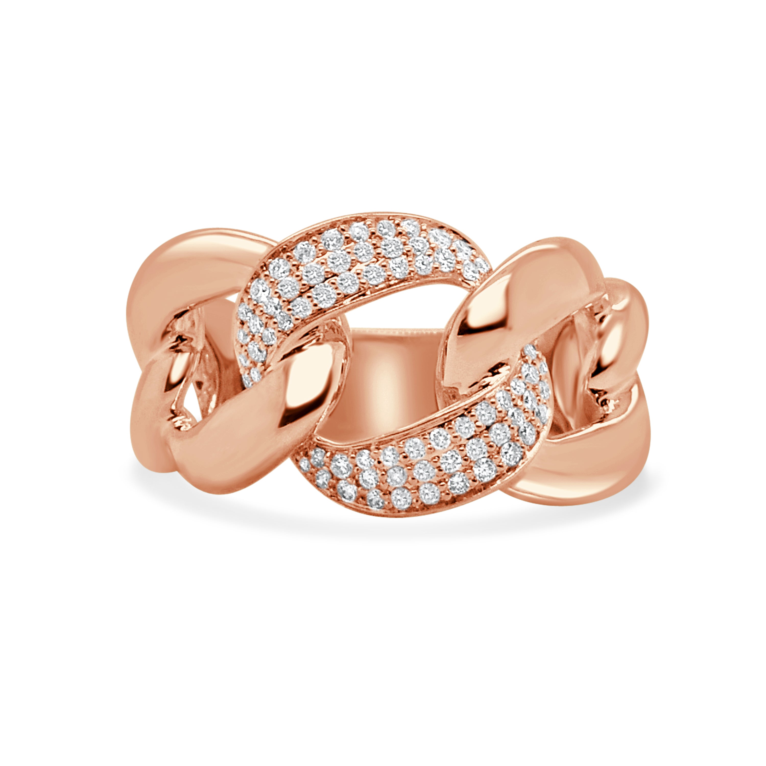 14K Gold Diamond Cuban Link Ring - 0.31 CT