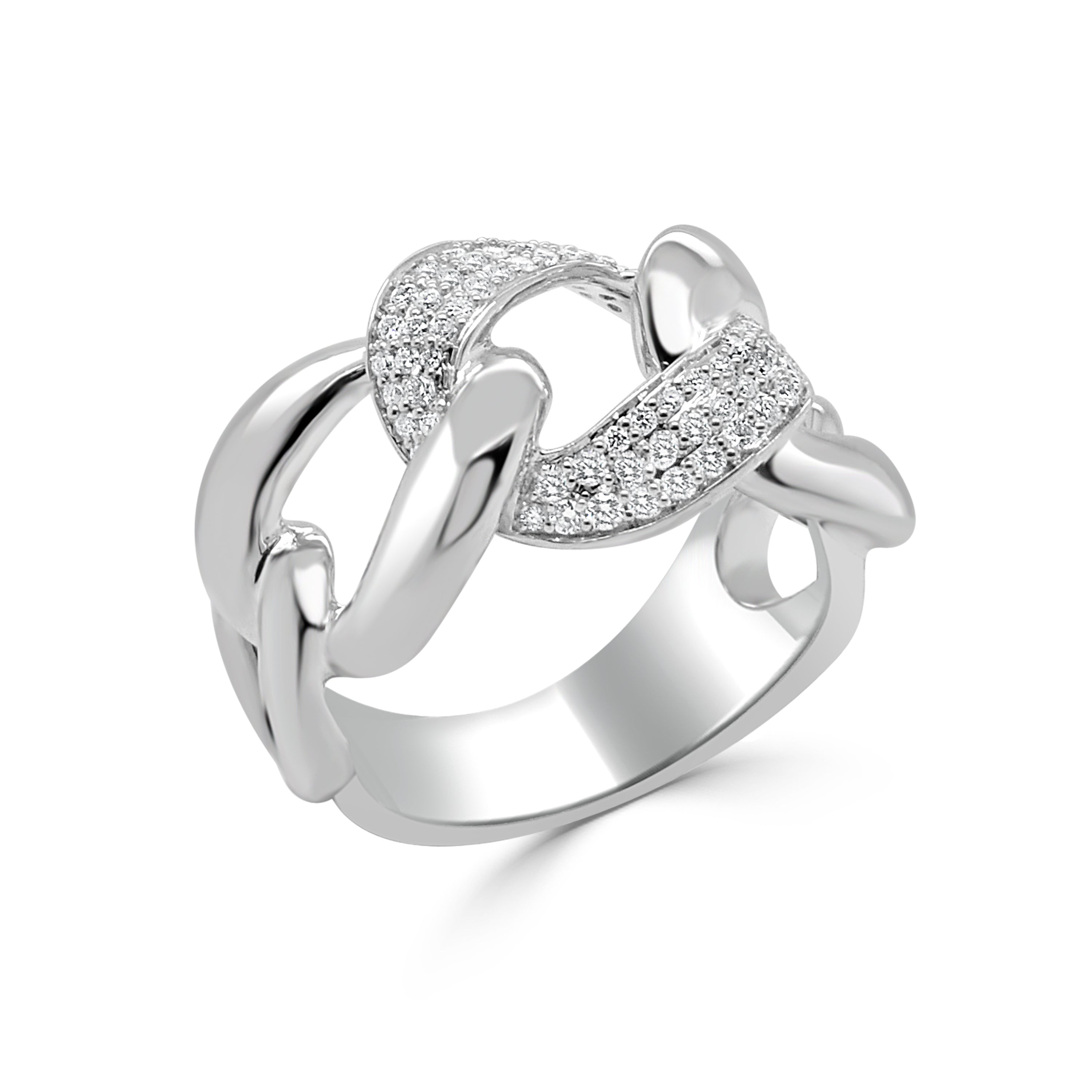 14K Gold Diamond Cuban Link Ring - 0.31 CT